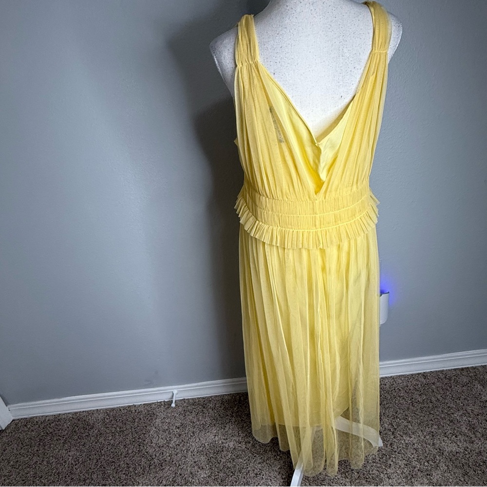 Zara tulle yellow midi ruffle dress Large - Picture 6 of 7